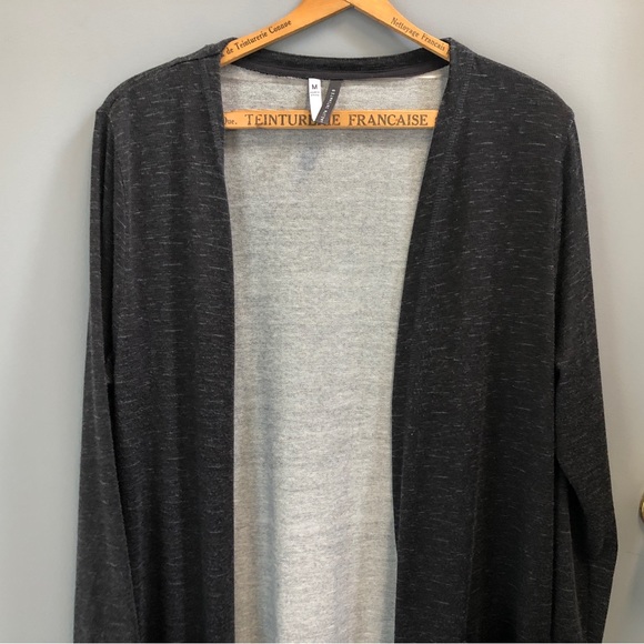 Ladies Maxi, Lightweight, Stretch Jersey Duster Robe, Open Front, Med, Dark Gray - Picture 4 of 11